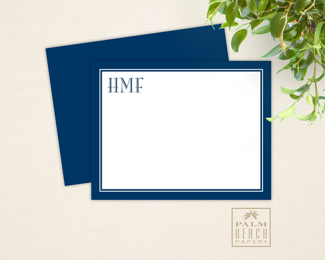 Flagler Monogram Flat Notecards Masculine Stationery Preppy
