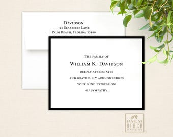 Eternity Sympathy Acknowledgement Note Cards - Flat or Folded with Border