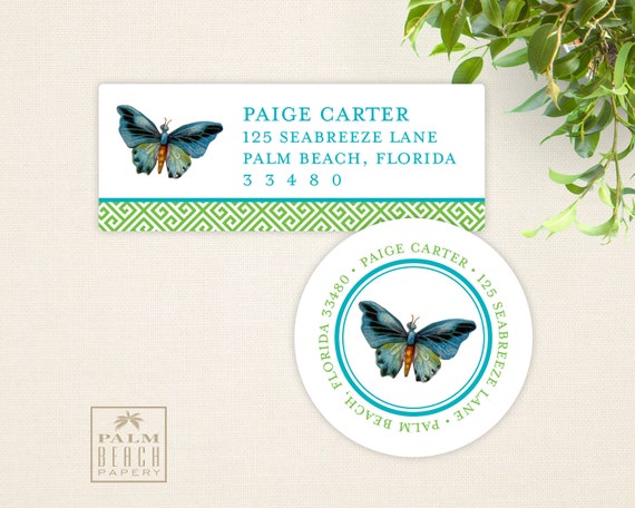 Butterfly Blue Border Labels