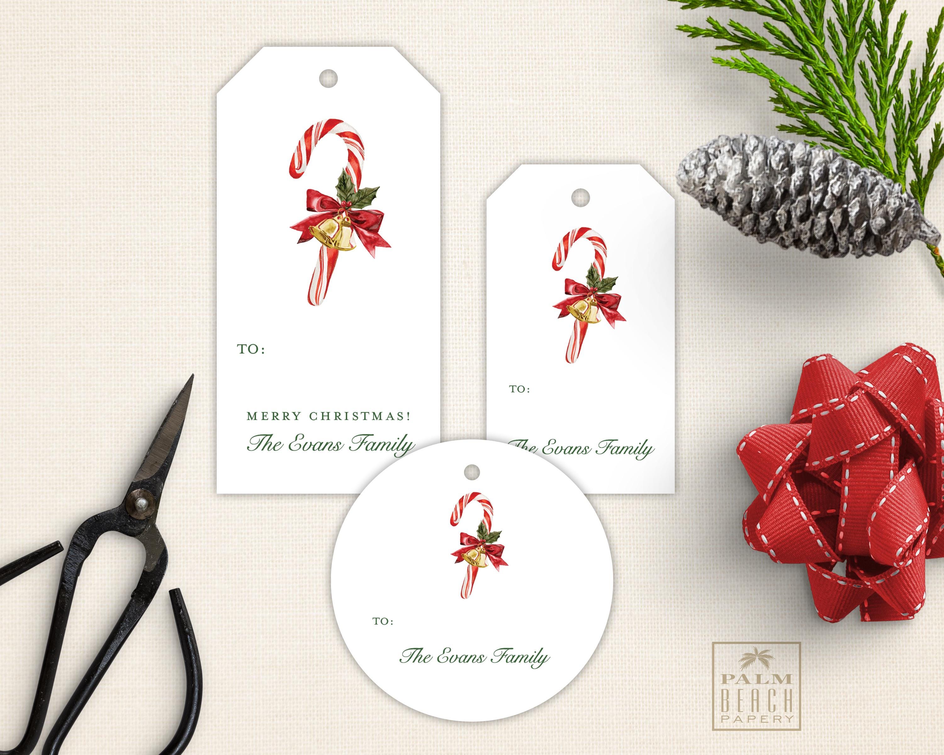Candy Cane Gift Tags - Hanging Christmas Gift Tags With Pre-drilled ...