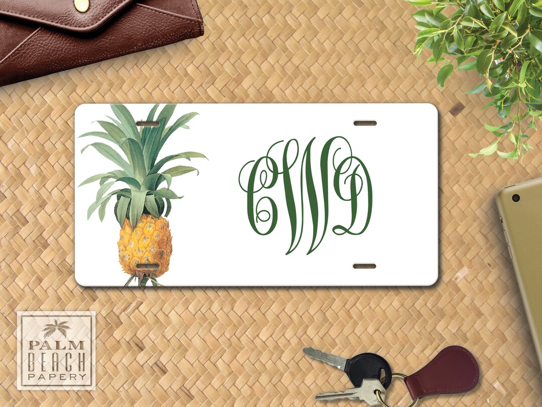 Vintage Pineapple Personalized License Plate Monogrammed Etsy