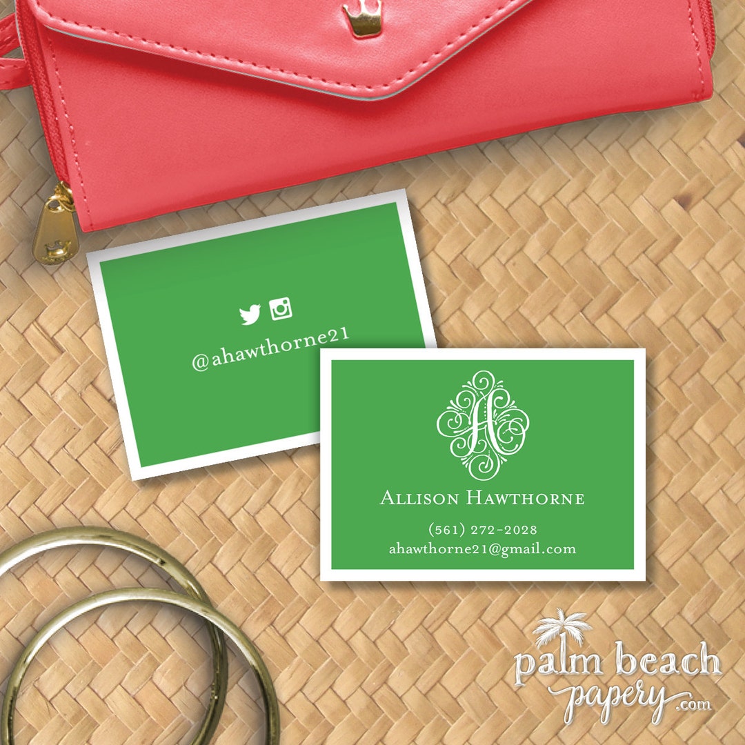 Seaspray Monogram Calling Cards 2.5 X 3.5 Euro Size Calling Cards Etsy