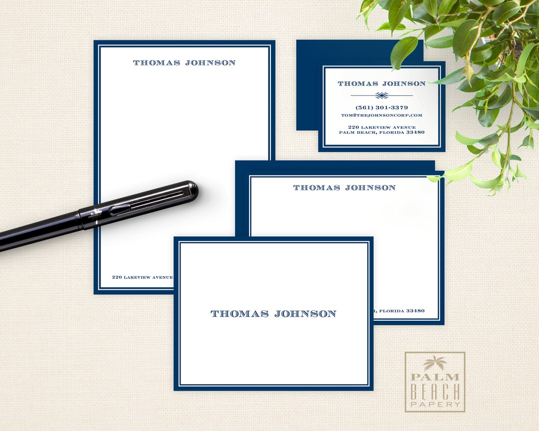 Men's Club Personalized Stationery Bundle - Notepad, Flat and Folded ...