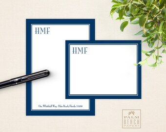 Flagler Monogram Stationery Duo -Monogrammed Notepad + Flat Notecard Set with Optional Return Address & Lined Envelopes