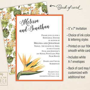 Bird of Paradise Invitation - Tropical Rehearsal Dinner Invitation