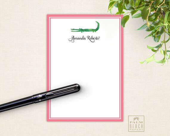 Preppy Alligator 5x7 Notepads - Personalized Memo Pads
