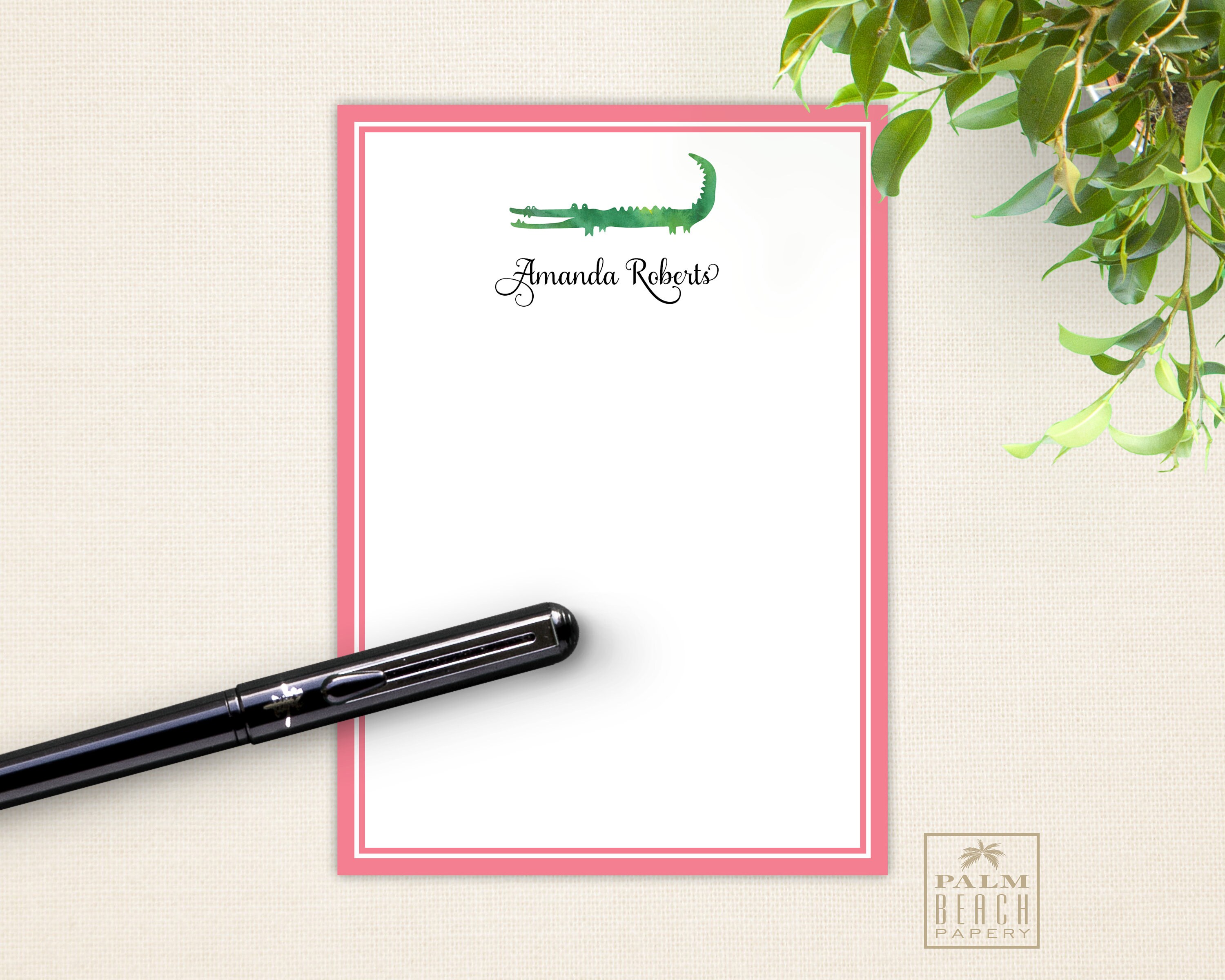 Preppy Alligator 5x7 Notepads - Personalized Memo Pads
