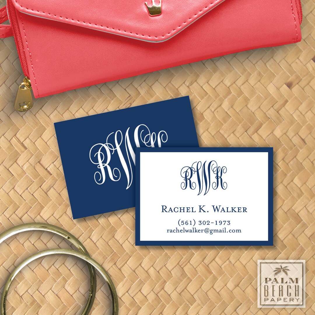 Classic Monogram Calling Cards 2.5 X 3.5 Euro Size Calling Cards Etsy