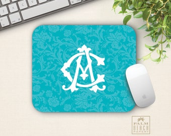 Versailles Mousepad - Monogrammed Mouse Pad - Personalized Home Office Decor - Custom Printed Desk Accessory Gift - 2 Interlocking Initials