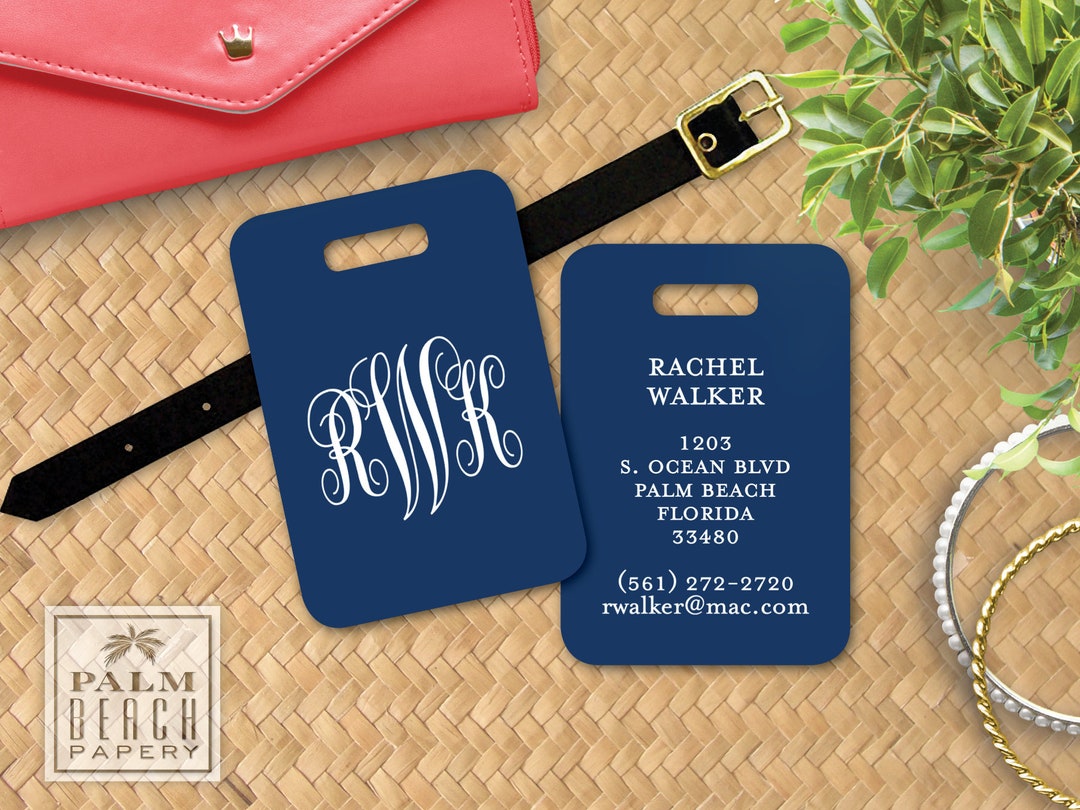 Classic Monogram Bag Tag Personalized Luggage Tag Preppy Etsy