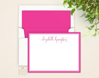 Signature Flat Notecards - Custom Printed Correspondence Card Stationery - Personalized Stationary - Calligraphy Script Thank You Note