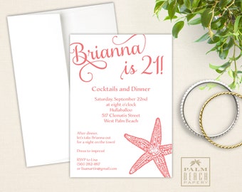 Majestic Starfish Invitation - Birthday Party Invitation - Elegant Beach Wedding Invitation - Engagement Party or Bridal Shower Invitation