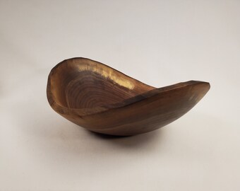 Medium Black Walnut Live Edge Wood Bowl