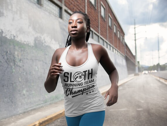 Sloth Running Team Champion Women S Triblend Tank Etsy