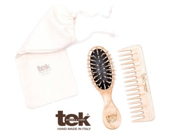 TEK Twin Set - Small Oval Brush & Comb with Cotton Bag