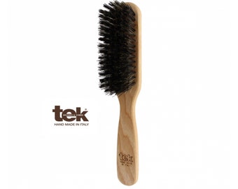 TEK Rectangular Ash Wood Hair Brush with Natural Boar Bristles (High Thicken Power)