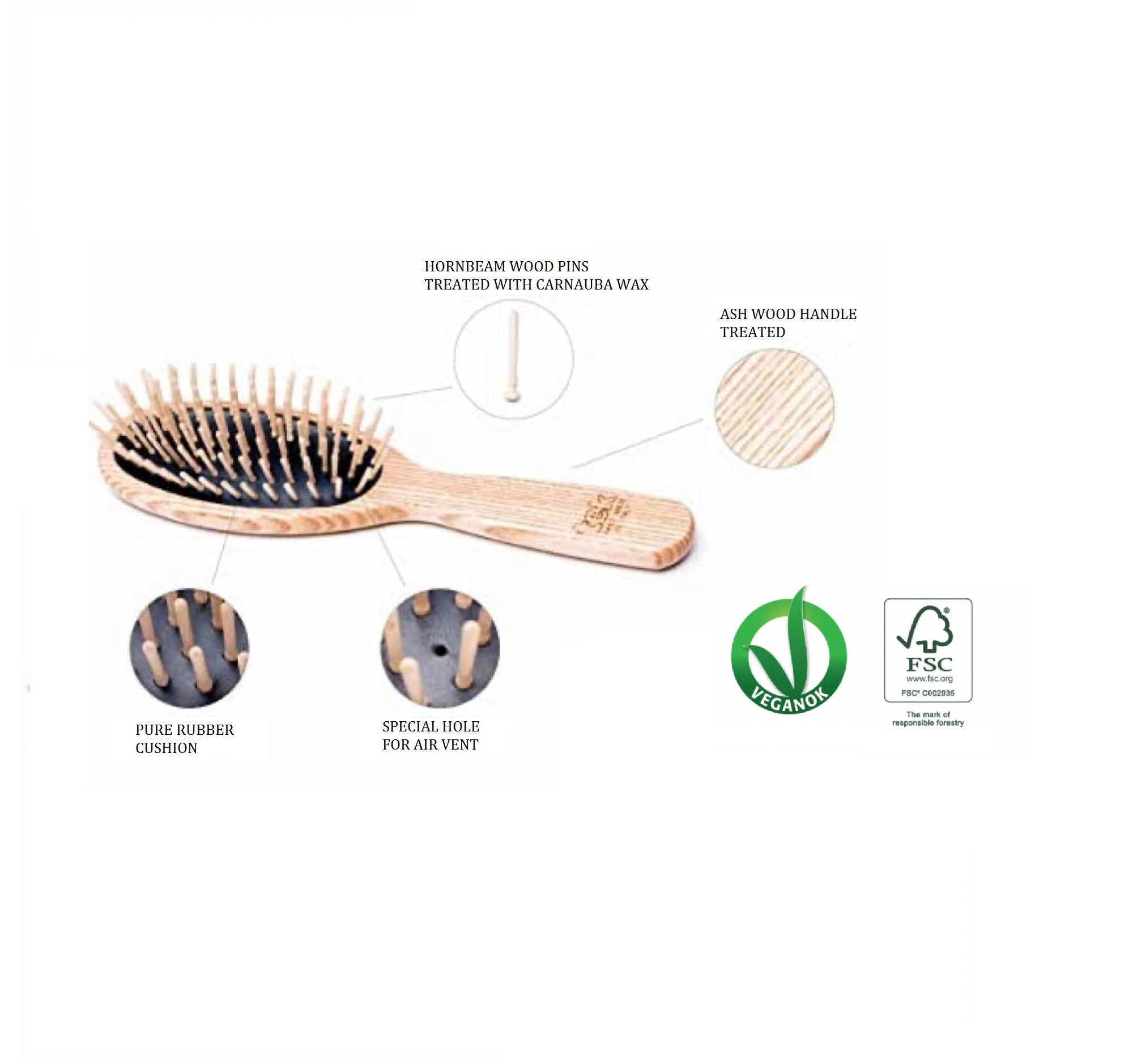 TEK Small Oval Brush With Regular Pins Handbag Wooden Brush Etsy