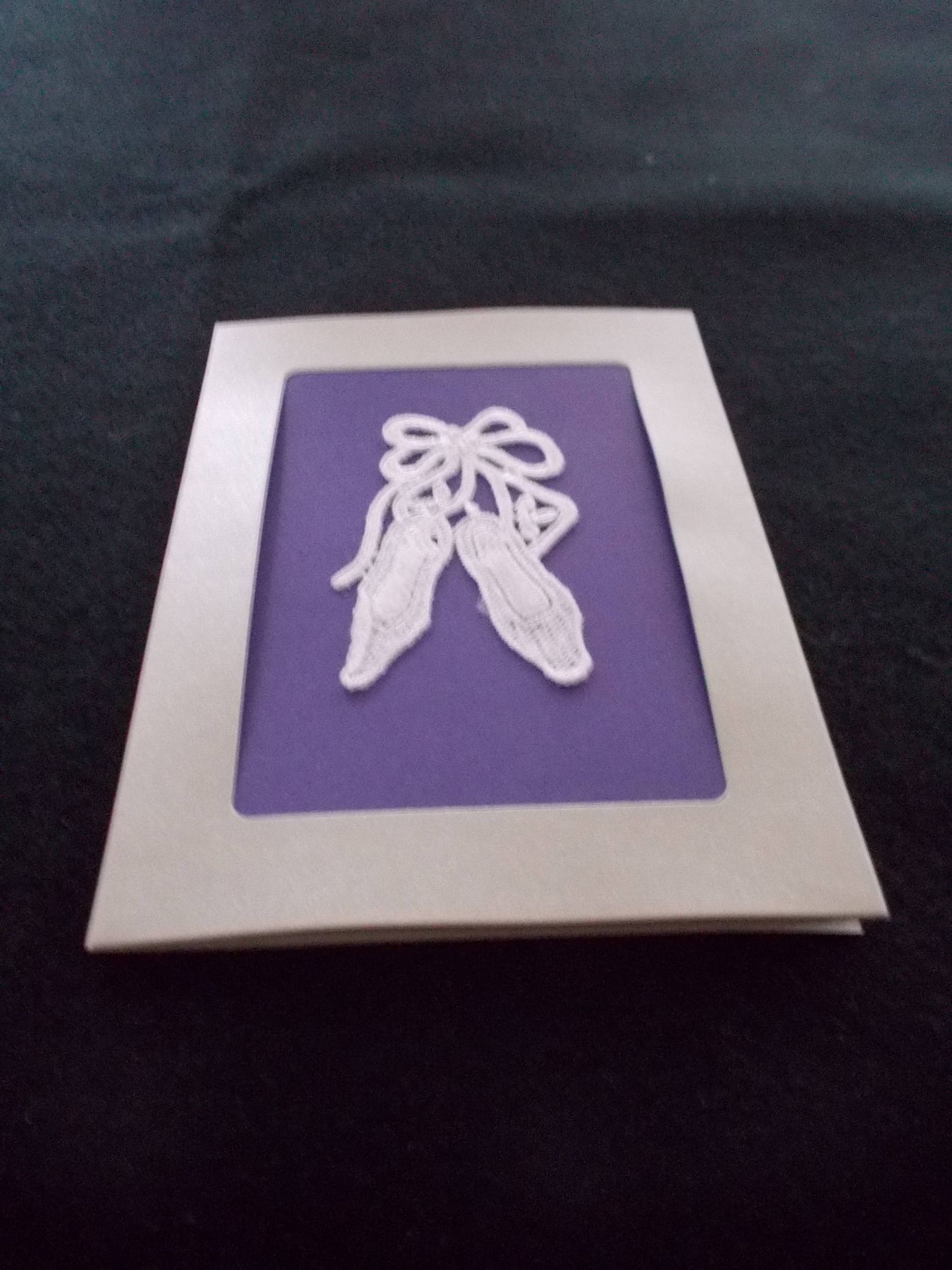 cards with silk lace ballet shoes