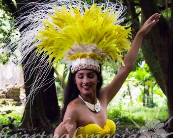 Large Tahitian costume niau head piece MELE
