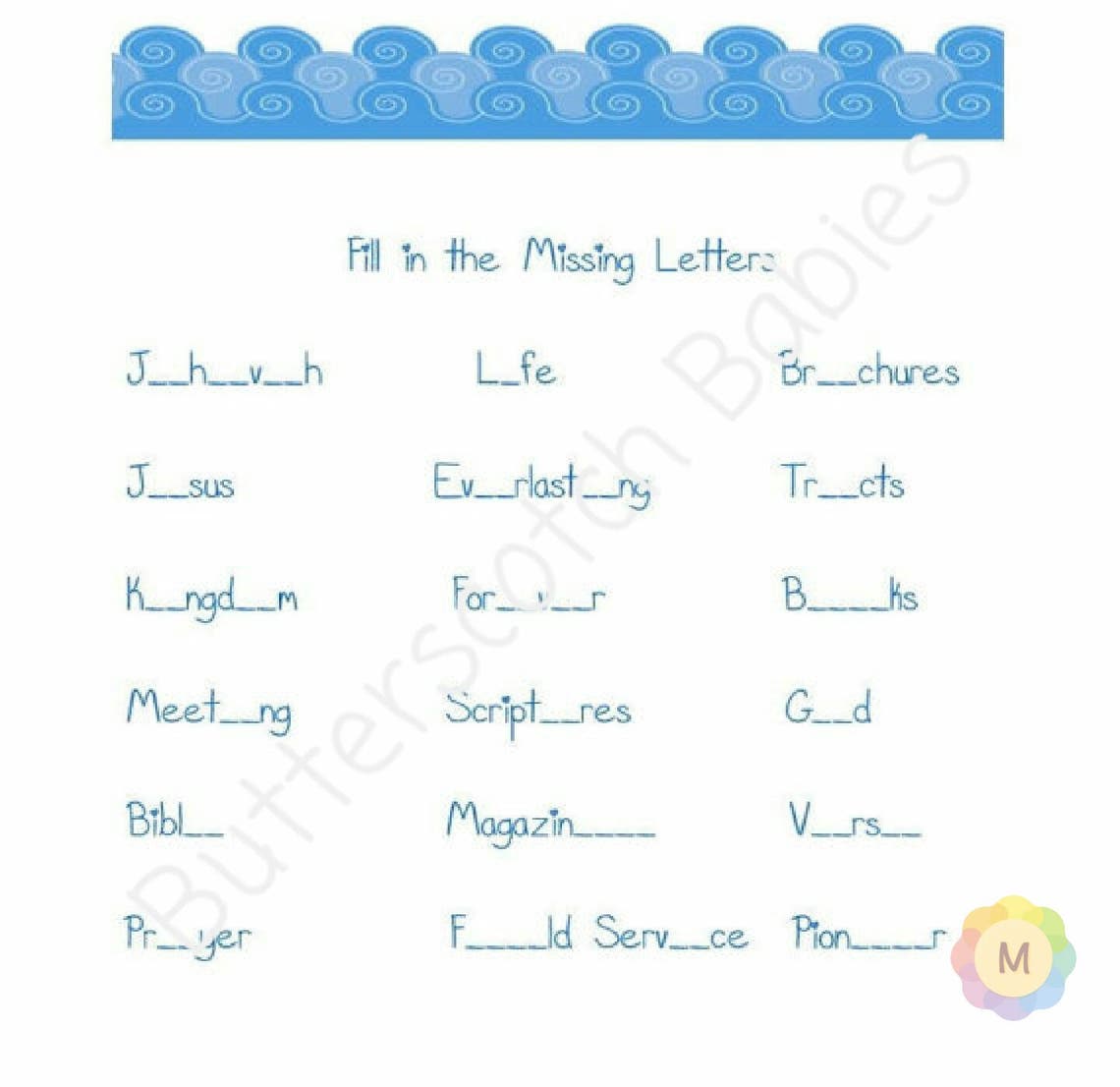 Jw Printable Download Jw kids Meeting Worksheets Jw | Etsy