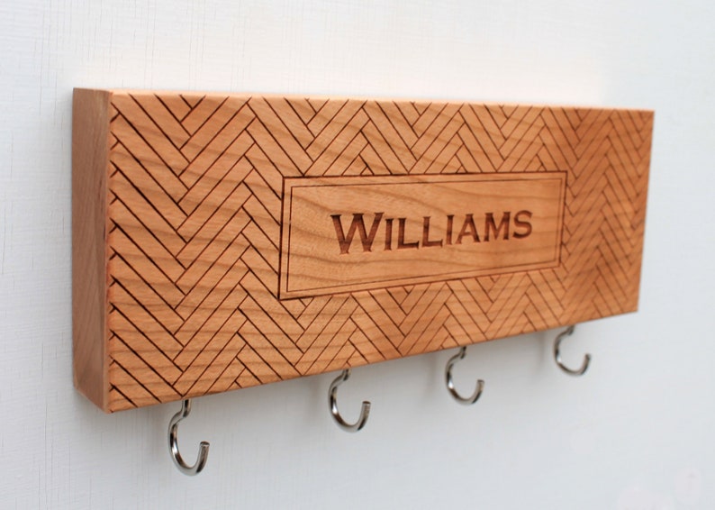 Pesonalized Key Holder With Hooks Wall Mounted Housewarming Gift