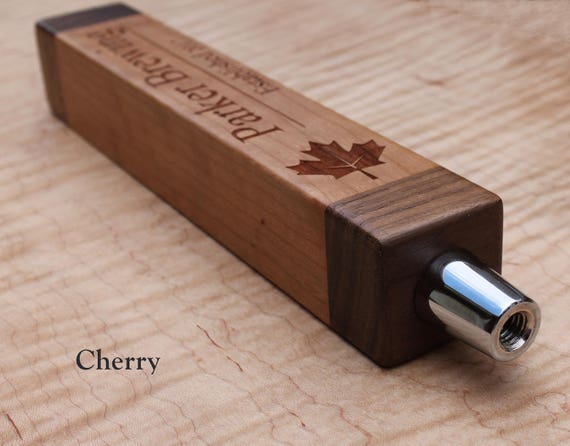 Custom Engraved Beer Tap Handle: Cherry & Walnut, Personalized
