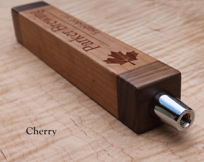 Custom Engraved Beer Tap Handle: Cherry & Walnut, Personalized