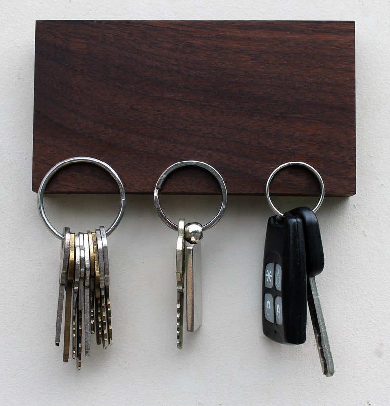 Walnut Key Rack American Walnut Magnetic Key Holder: Wall Mounted Organizer - Etsy