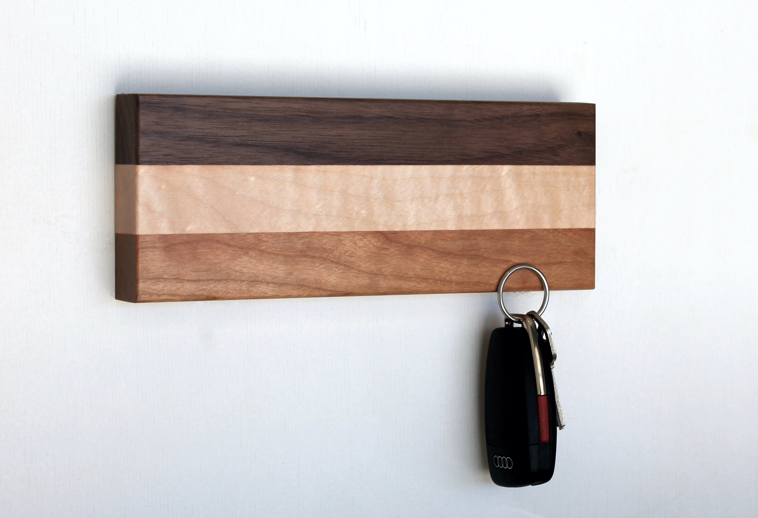 Maple, Cherry and Walnut Magnetic Key Holder, Wall Mounted Key Holder