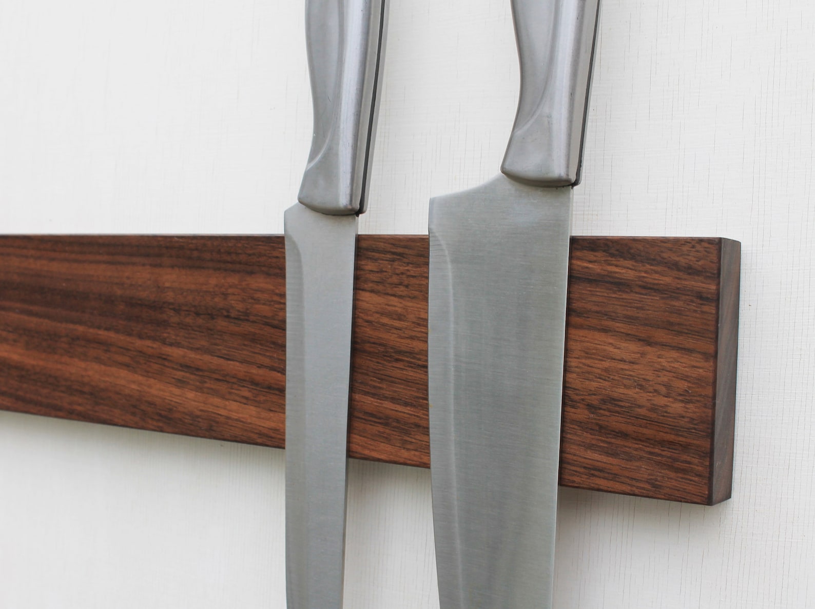 Magnetic Walnut Knife Rack for Refrigerator - 14 inches