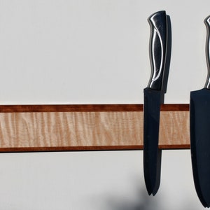 Tiger Maple and Cherry Knife Rack, Magnetic Knife Rack, Knife Holder, Wood Knife Holder
