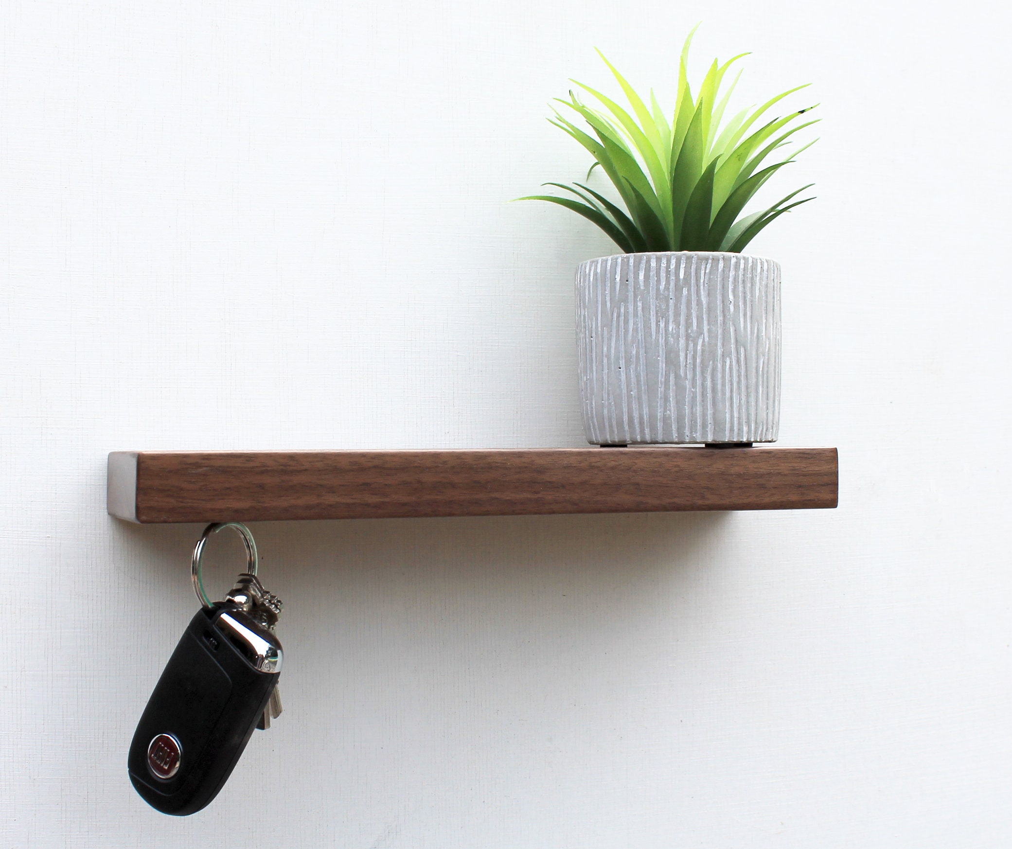 Magnetic Walnut Key Holder with shelf, Wall Mounted Key Holder, House…
