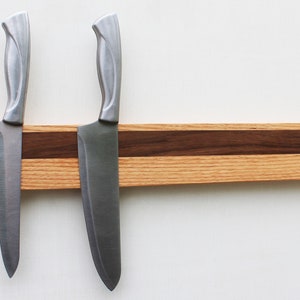 Walnut & Oak Magnetic Knife Rack: Kitchen Organizer
