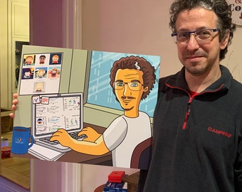 Prezent dla programisty - spersonalizowany portret postaci z kreskówki, sztuka informatyki