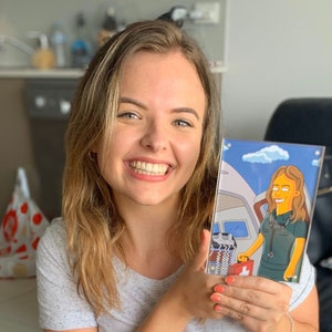 Regalos para paramédicos: retrato personalizado como personaje de dibujos animados amarillo, graduación de paramédico