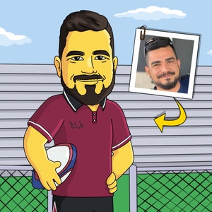 Football Coach Gift  - Custom Portrait as Cartoon Character / coach football gift / football coach thank you gift / football coach dad gift