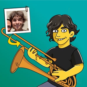 Trombonist Gift - Portrait as Cartoon Character / trombone player gift / trombone art / trombone gifts