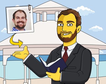 Hochzeitsplaner Geschenk - Portrait nach Foto als gelbe Zeichentrickfigur / Hochzeitsplaner Geschenk / Hochzeitsplaner Geschenk / Hochzeitsplaner Geschenk