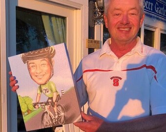 Custom Cycling Caricature Portrait from Photo (Digital File)