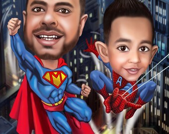couple superhero portrait from your photo superhero wedding etsy