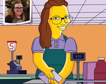 Cashier Cartoon Etsy