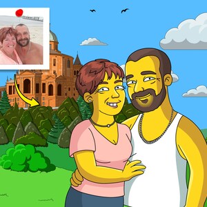 Regalo de Bolonia - Retrato de dibujos animados amarillo personalizado de Photo, cartel de Bolonia
