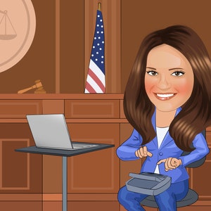 Court Reporter Gift - Custom Caricature Portrait From Your Photo - Etsy