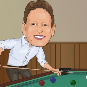 Pool Player Gift Custom Caricature Portrait From Photo / billiards player gift image 10