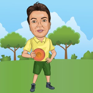 Frisbee Player Gift - Custom Caricature Portrait From Your Photo / ultimate frisbee gift