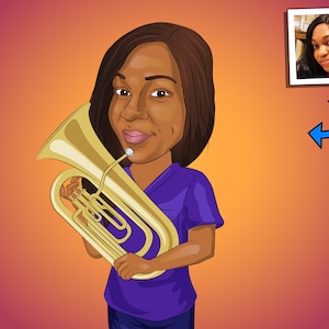 Euphonium Player Gift - Custom Cartoon Portrait / Euphonium gift / Euphonium art