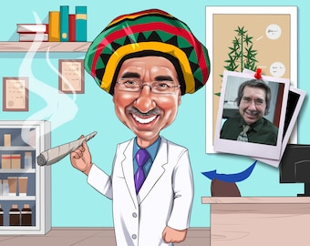 Addiction Doctor Gift - Custom Caricature From Photo, Addiction Medicine