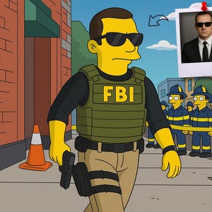 FBI Agent Gift - Custom Portrait from Photo as Yellow Character, secret agent gift, federal agent gift