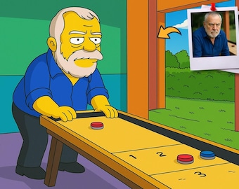 Shuffleboarder Geschenk - Benutzerdefiniertes Porträt als gelber Charakter, Shuffleboard Geschenk