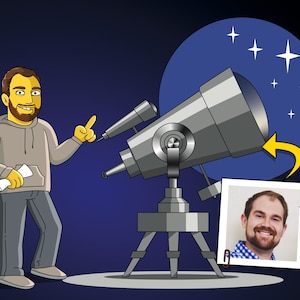 Astronomer Gifts - Custom Portrait as Cartoon Character / astronomy gifts for men /telescope art / astronomer present / astronomy student